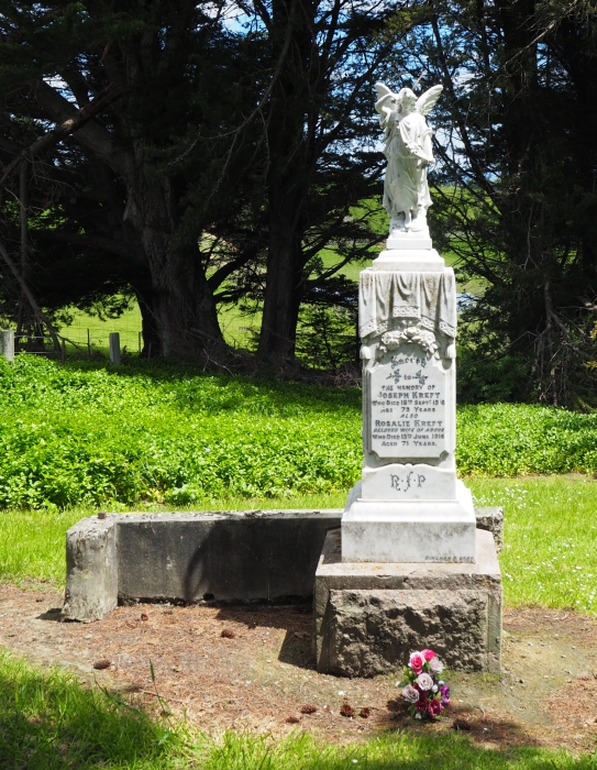 Full headstone of joseph and Rosalie Kreft.