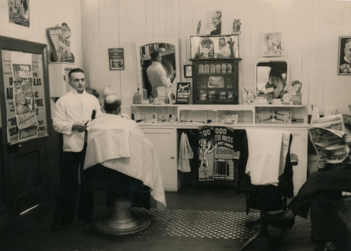 James Bungard in his 
barber's shop.