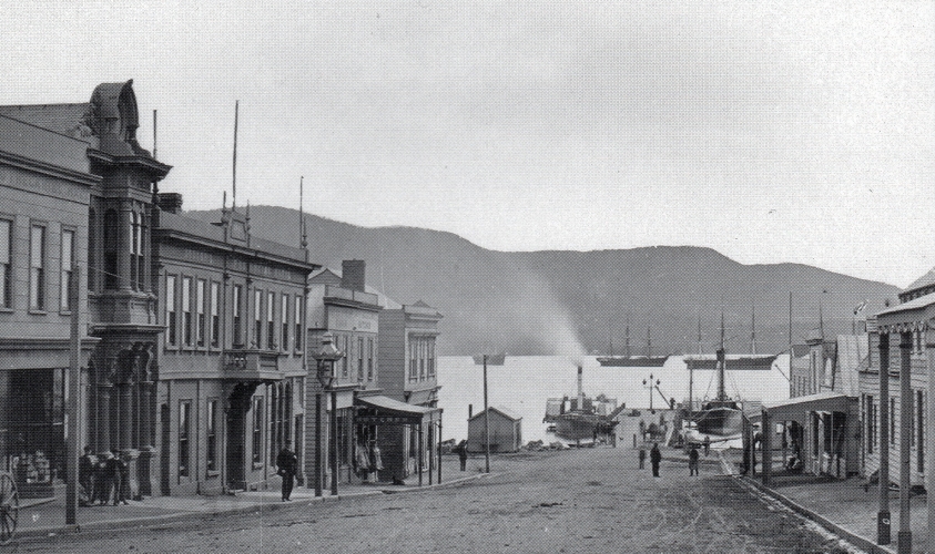 Port Chalmers' George Street towards Koputai Bay.