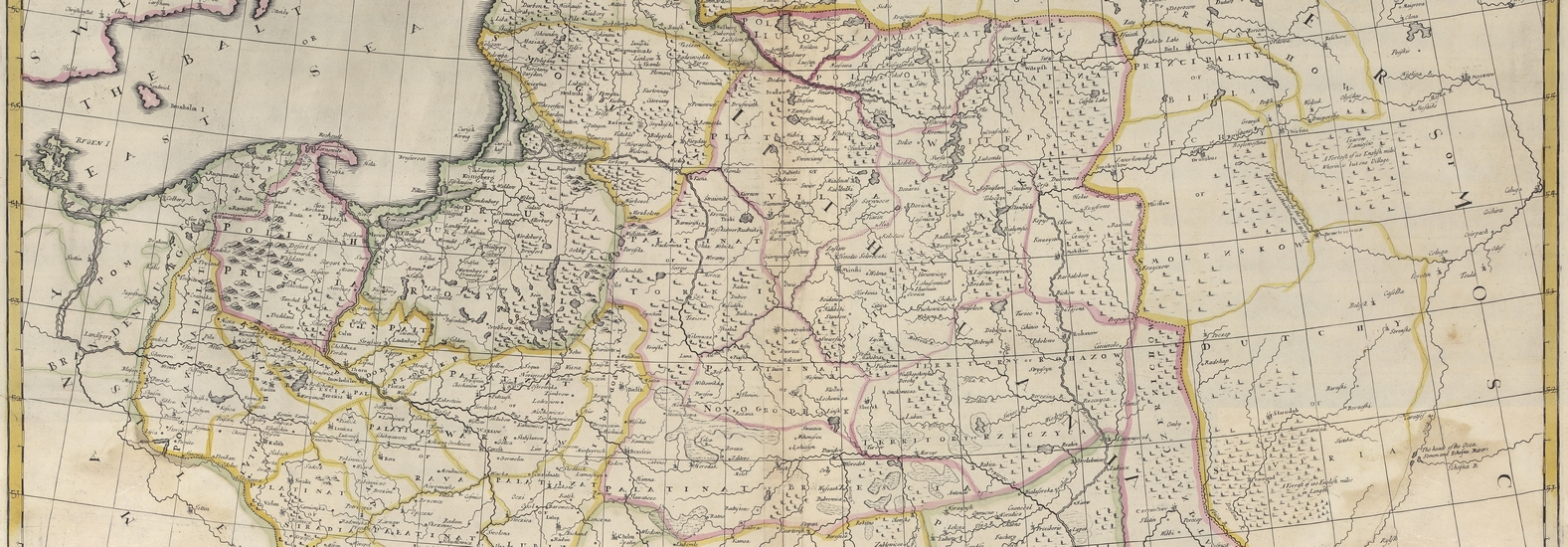 slice of an 1712 map 
of Poland - showing the Gdansk area and running east