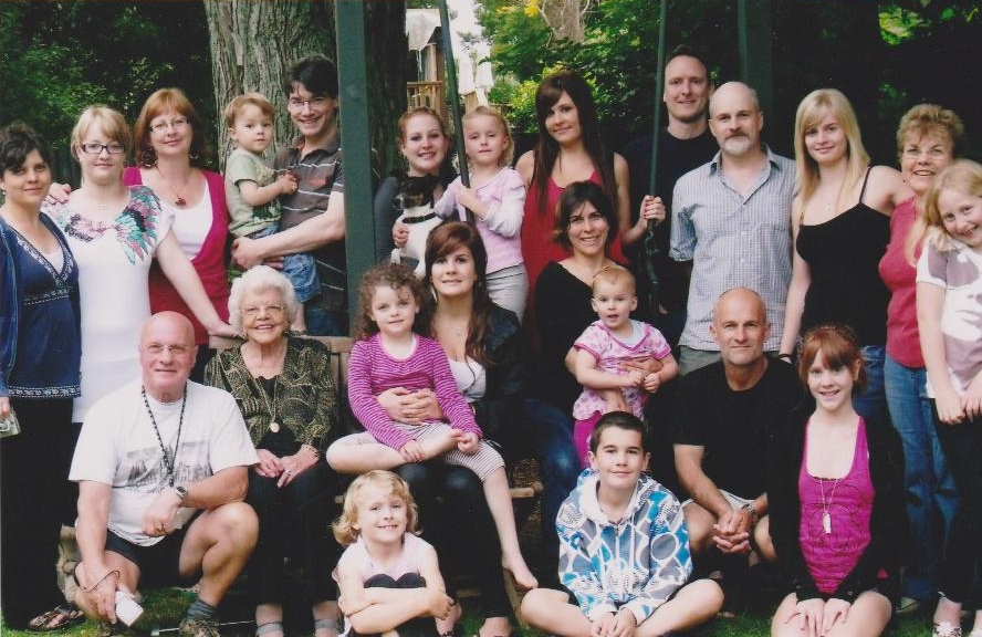 Joe and Heather's 
large family at a reunion in 2010