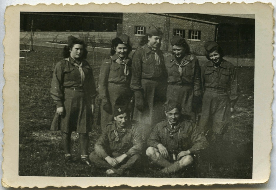 Janina Bąbka with 
six other mambers of her scout group