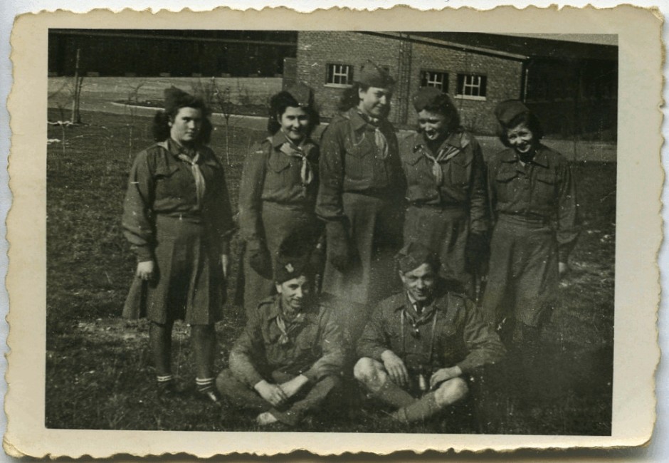 Janina Bąbka with 
six other mambers of her scout group