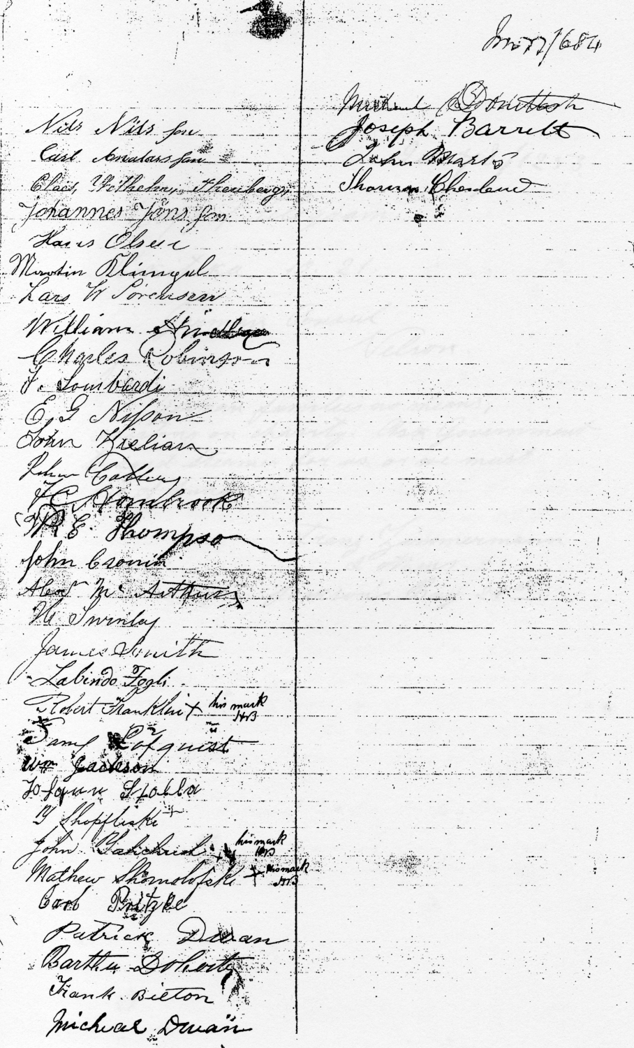 Second page 
of the petitioners'signatures, one full column and four on the right.