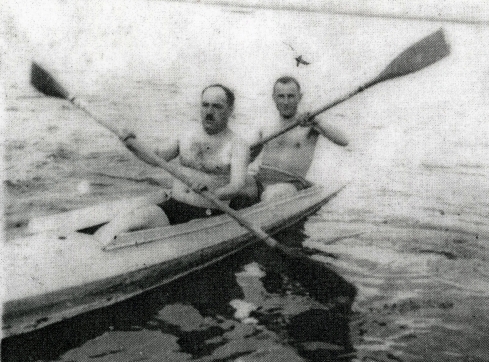 Stanislaw Jarka 
and friend in canoe