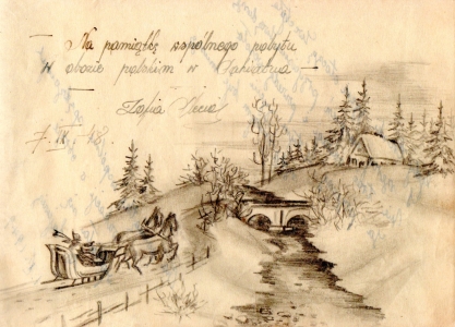 Drawing of a Polish 
wintery scene