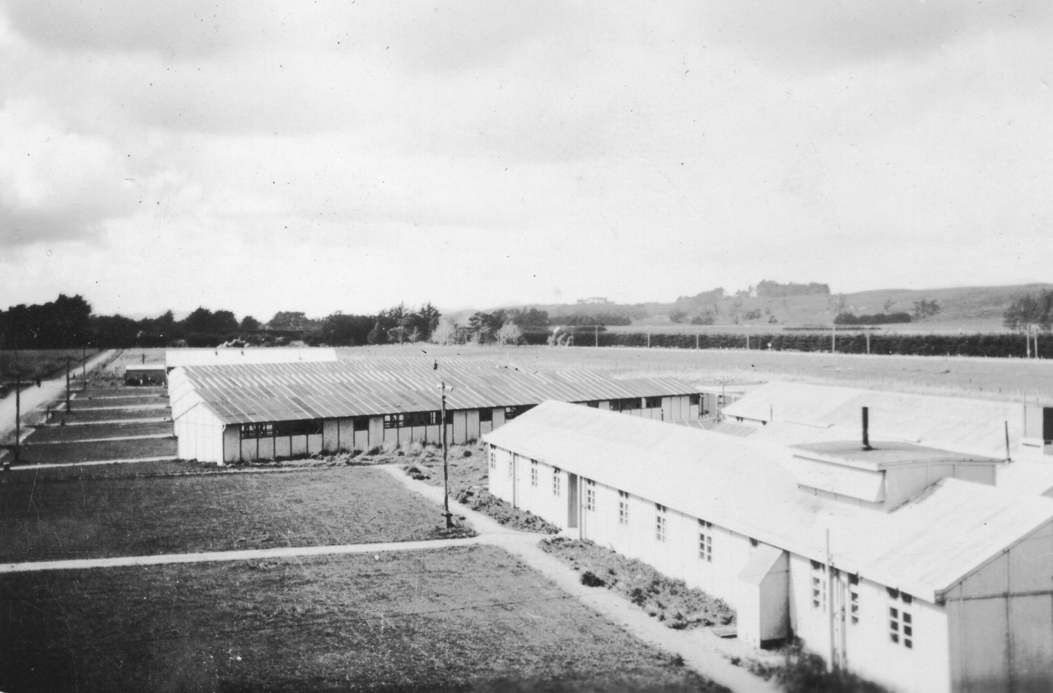 This shot shows 
how much of a military camp this was: uniform, low buildings in a flat landscape. 