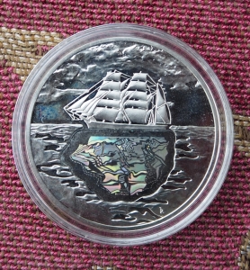 The ship side of the 
commemorative coin