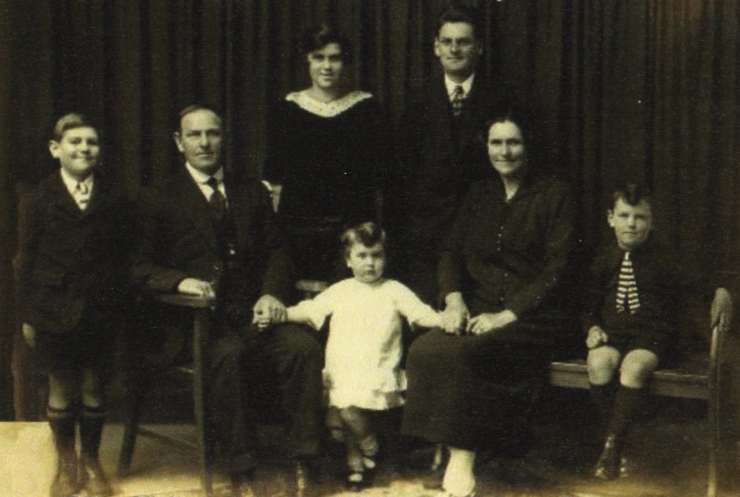 Michael 
and Clara Kowalewski with their children in a studio photograph.