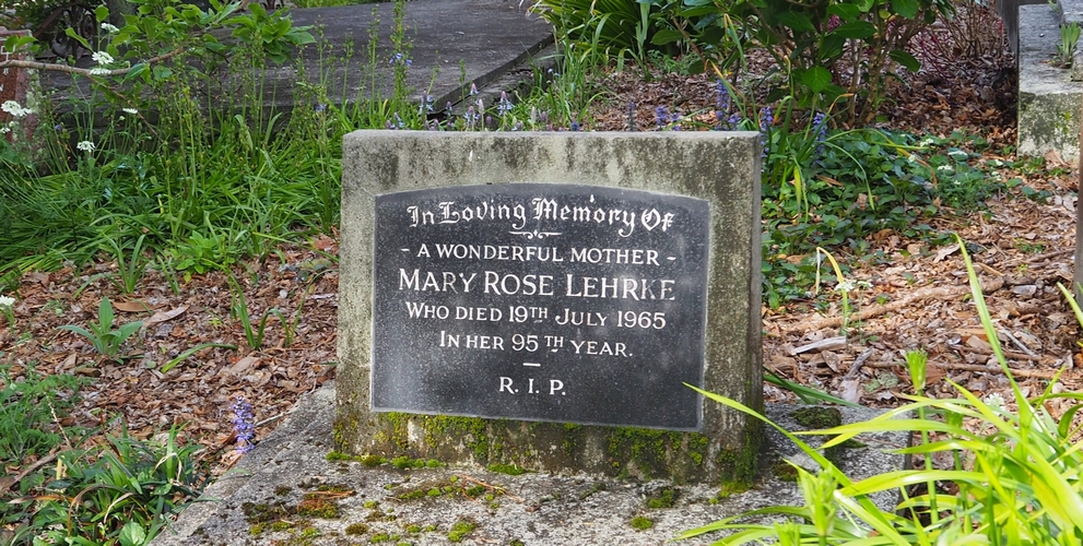 Mary Rose Lehrke's headstone says: a wonderful mother