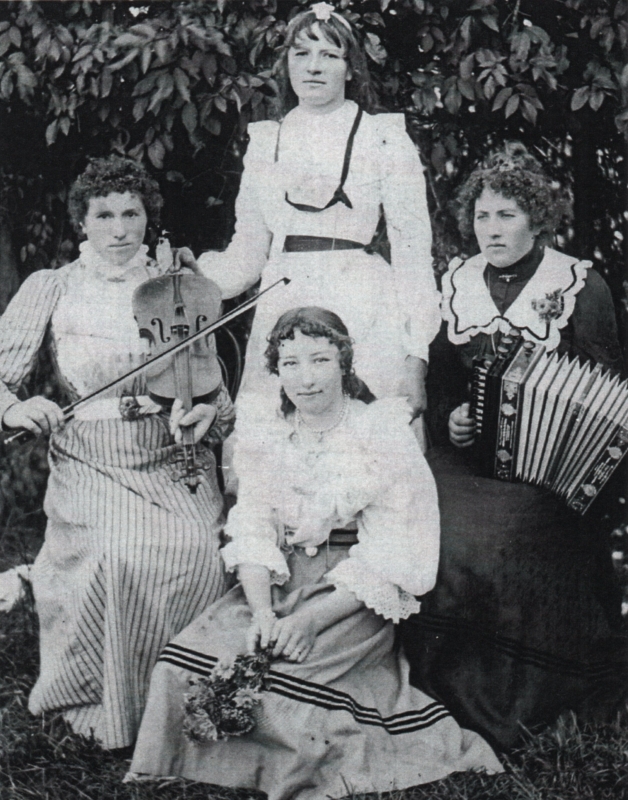 Four of the 
Lewandowski sisters pose outside.