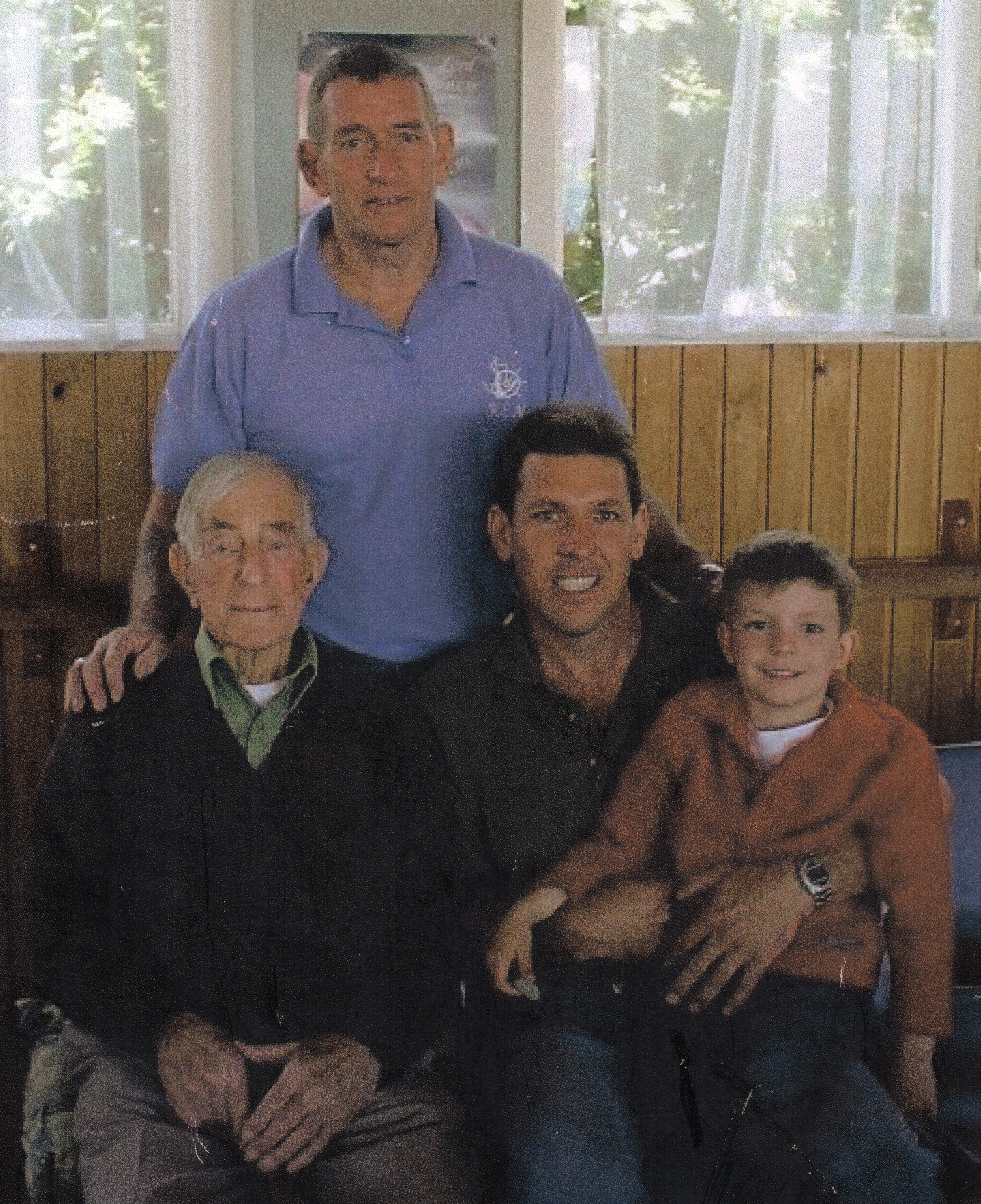 Alex Luskie with his 
son, grandson and grest-grandson