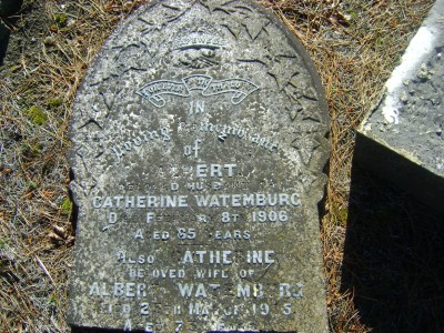 Headstone Albert 
and Catherine Watemburg