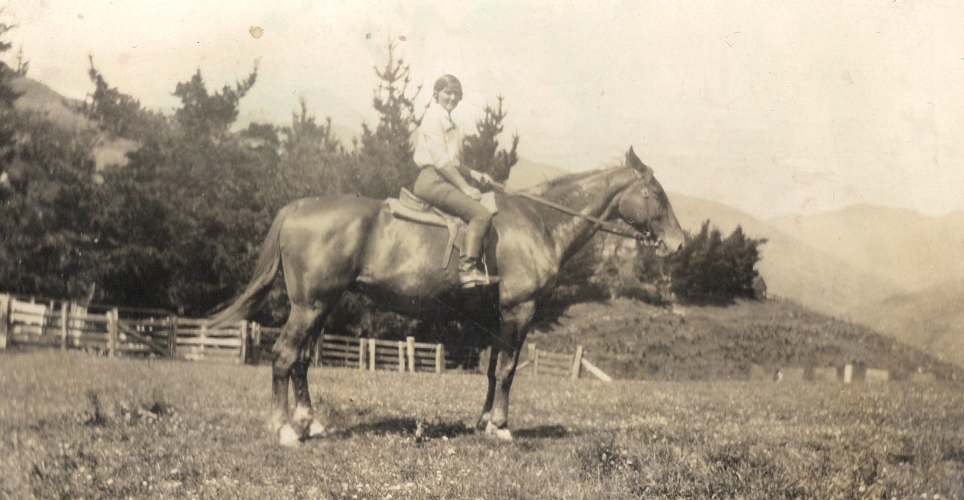 Mavis Orlowski on 
her horse