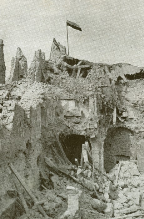 Polish
flag flying above Monte Cassino