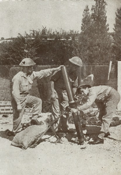 Władysław
Piotrkowski operating the mortar