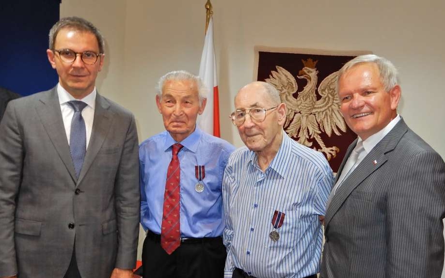 Adam 
with Stanisław Szczepański, Zbigniew Gniakowski and Boguslaw Nowak, 7 December 2017, after receiving the Pro Patria medal.