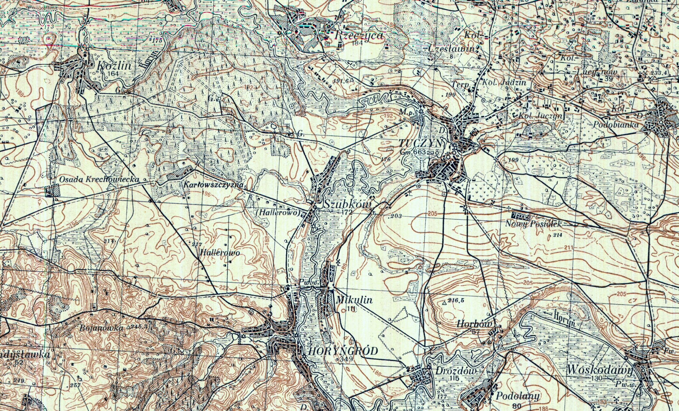 Detailed map of  
early Hallerowo and environs.