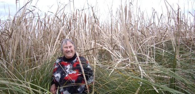 Margaret Copland in 
the reeds at Marshland swamp