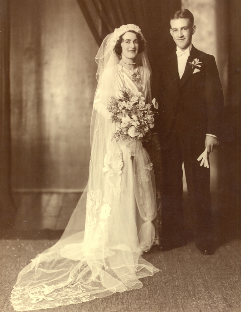 black and white photograph of the newlyweds