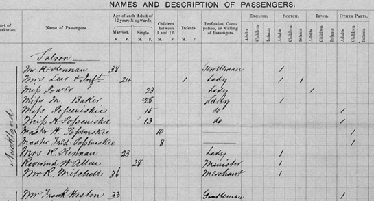 a slice of the 
   Hero's passenger list
