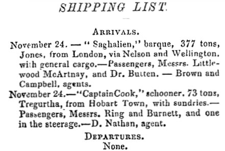 a copy of the 
   information from the newspaper, listing arrivals and some passenger names.