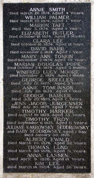 Names on the plaque of the Matiu/ Somes Island monument.