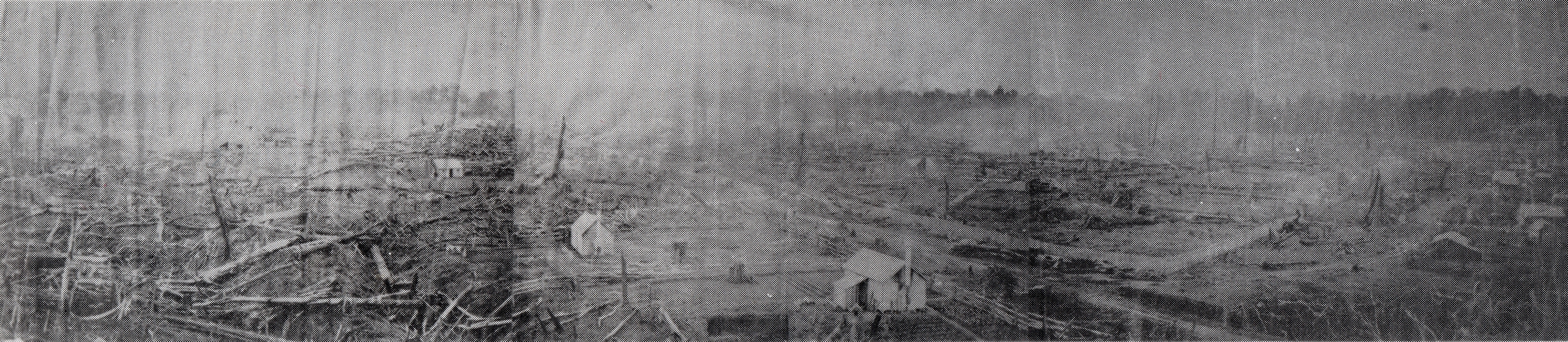 Black and white panoramic 
view of early Inglewood